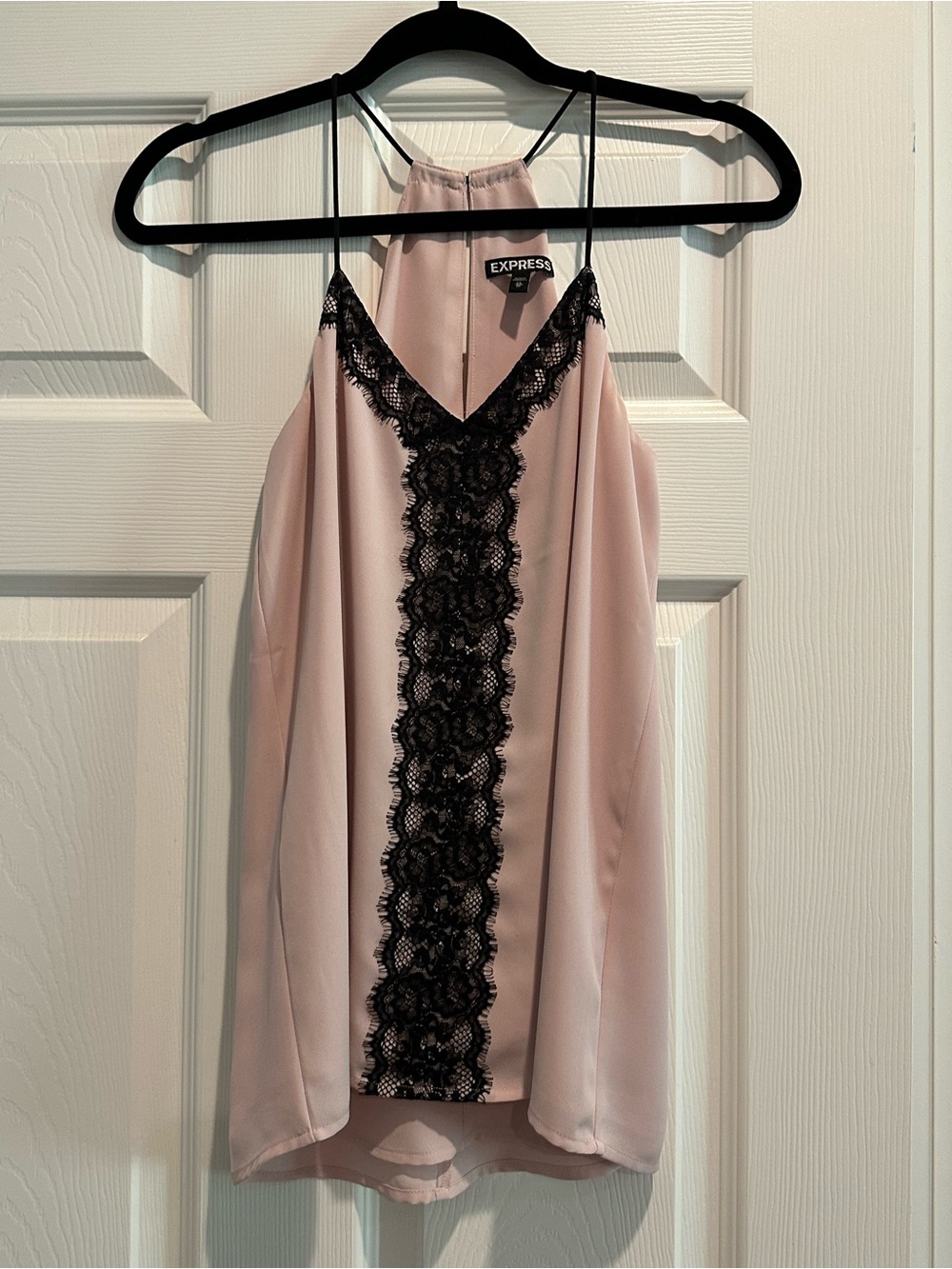 Express Blush Pink Cami with Black Lace Detail